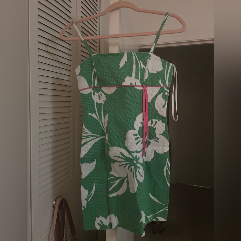 Green and white dress